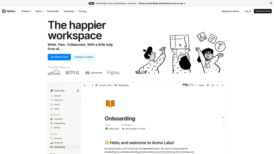 Your connected workspace for wiki, docs & projects | Notion