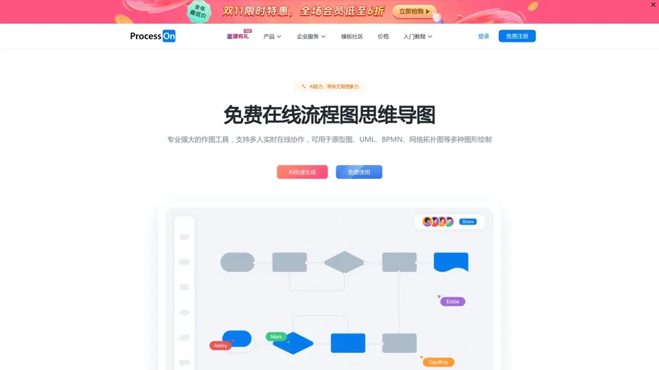 ProcessOn思维导图流程图-在线画思维导图流程图_在线作图实时协作